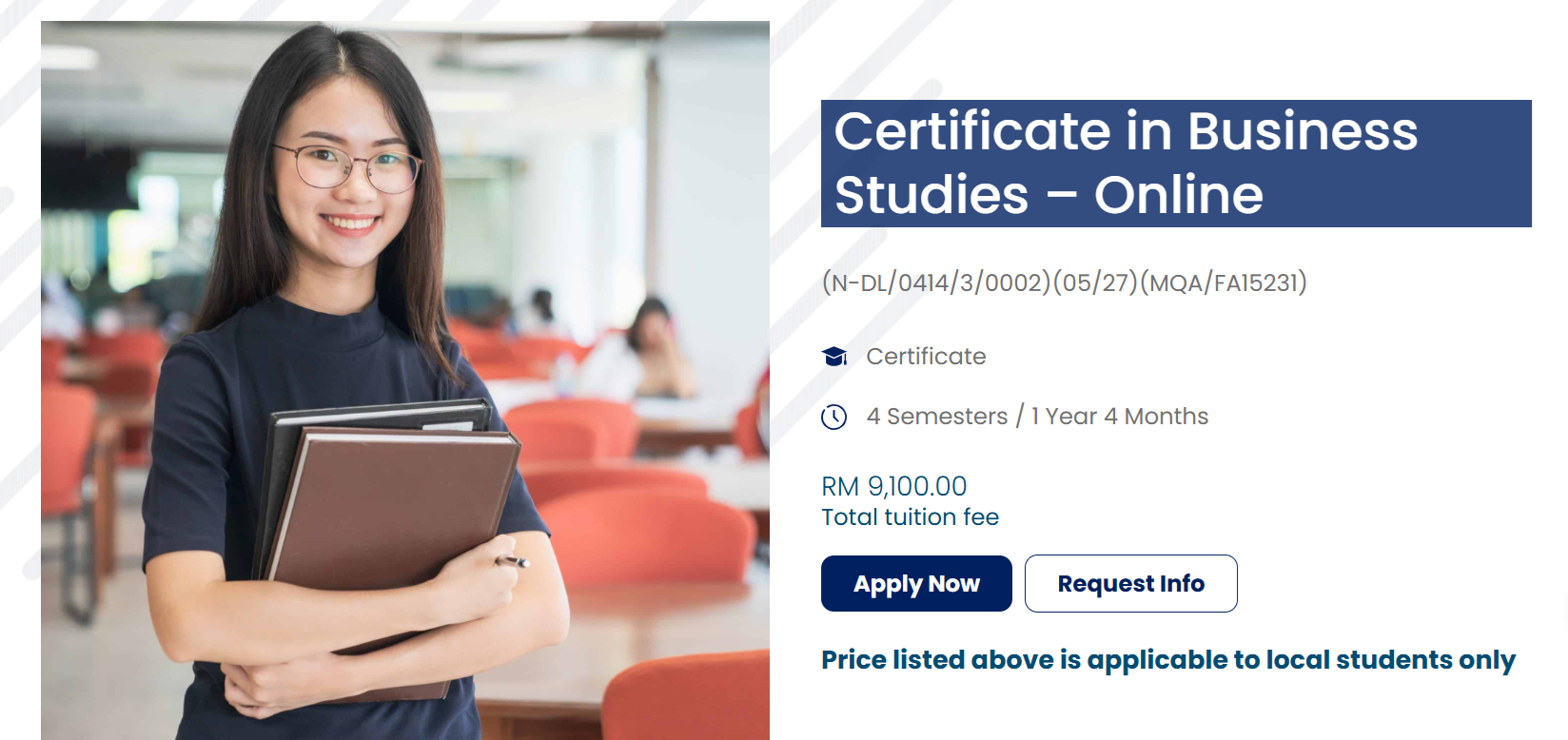 Certificate in Business Studies – Online