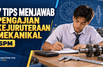 Student studying mechanical engineering with tools and blueprints.