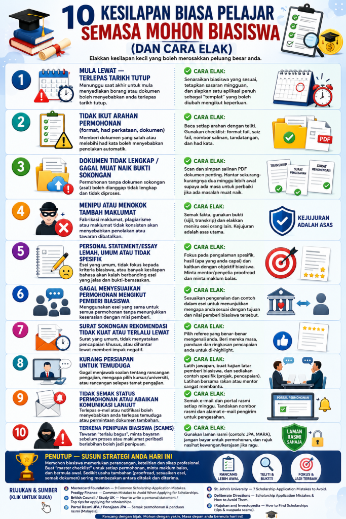 Infografik kesilapan mohon biasiswa