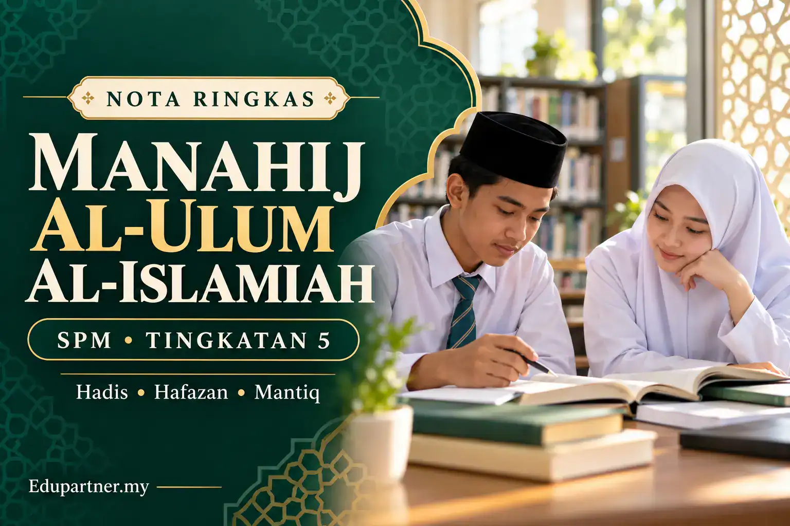Students studying Manahij al-Ulum al-Islamiah for SPM exam.