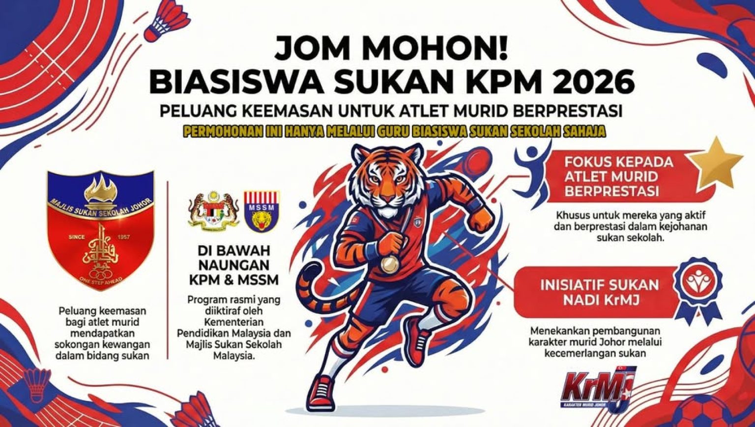 Permohonan Biasiswa Sukan KPM 2026 Dibuka