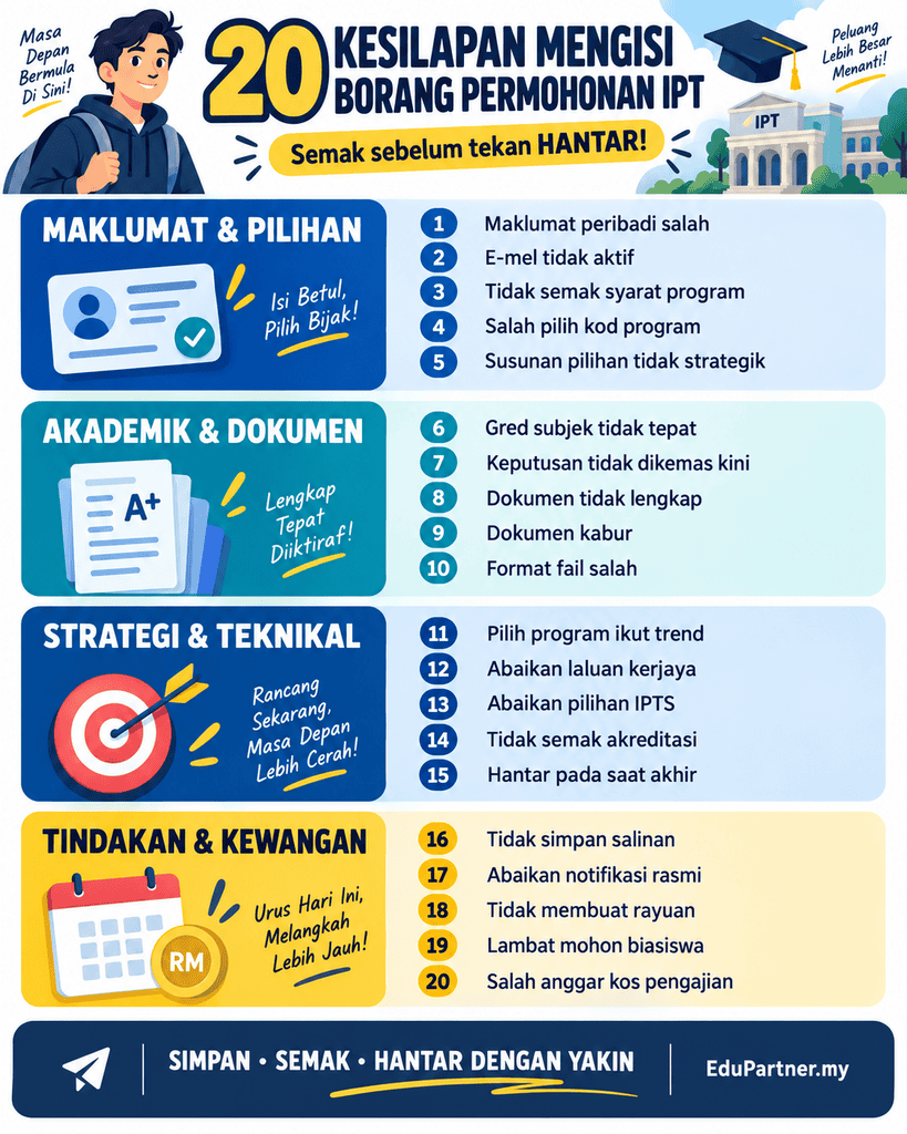 kesilapan mengisi borang permohonan IPT