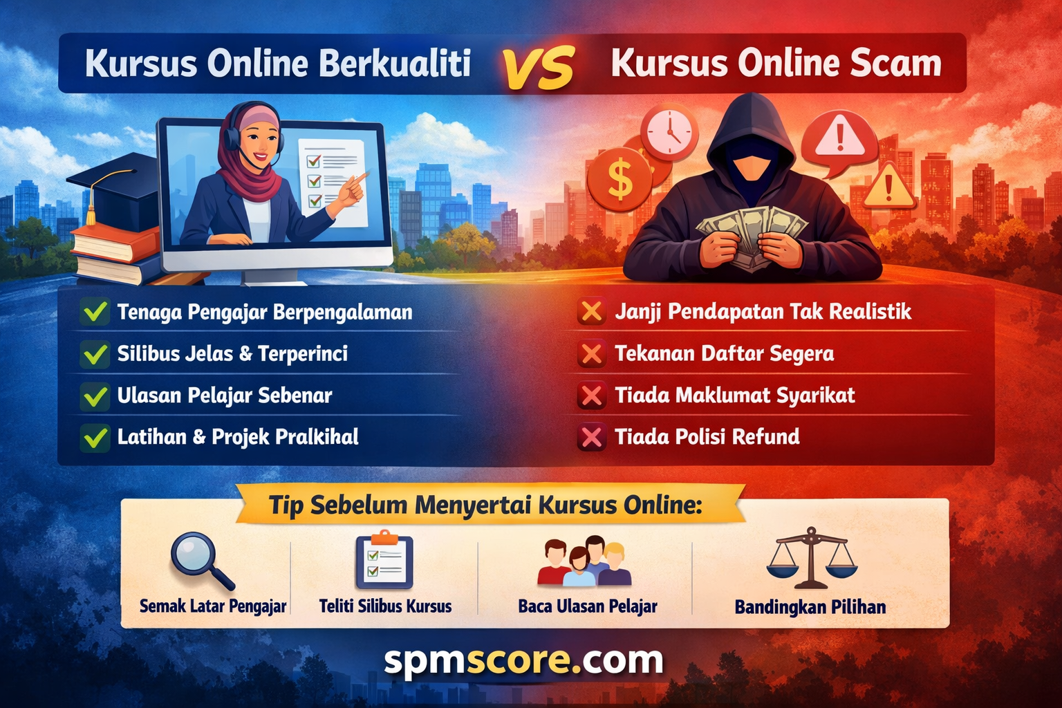 Panduan Membezakan Kursus Online Berkualiti vs Kursus Scam