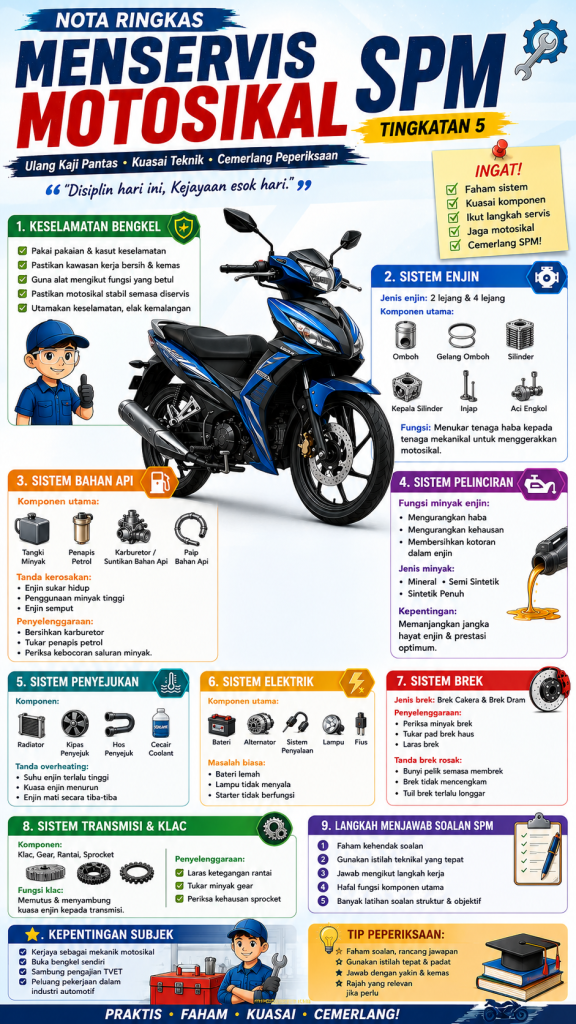 Nota Ringkas Menservis Motosikal (SPM Tingkatan 5)