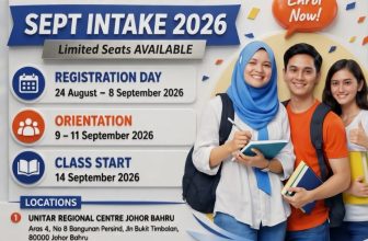 Sept Intake 2026 UNITAR Johor Bahru Kini Dibuka