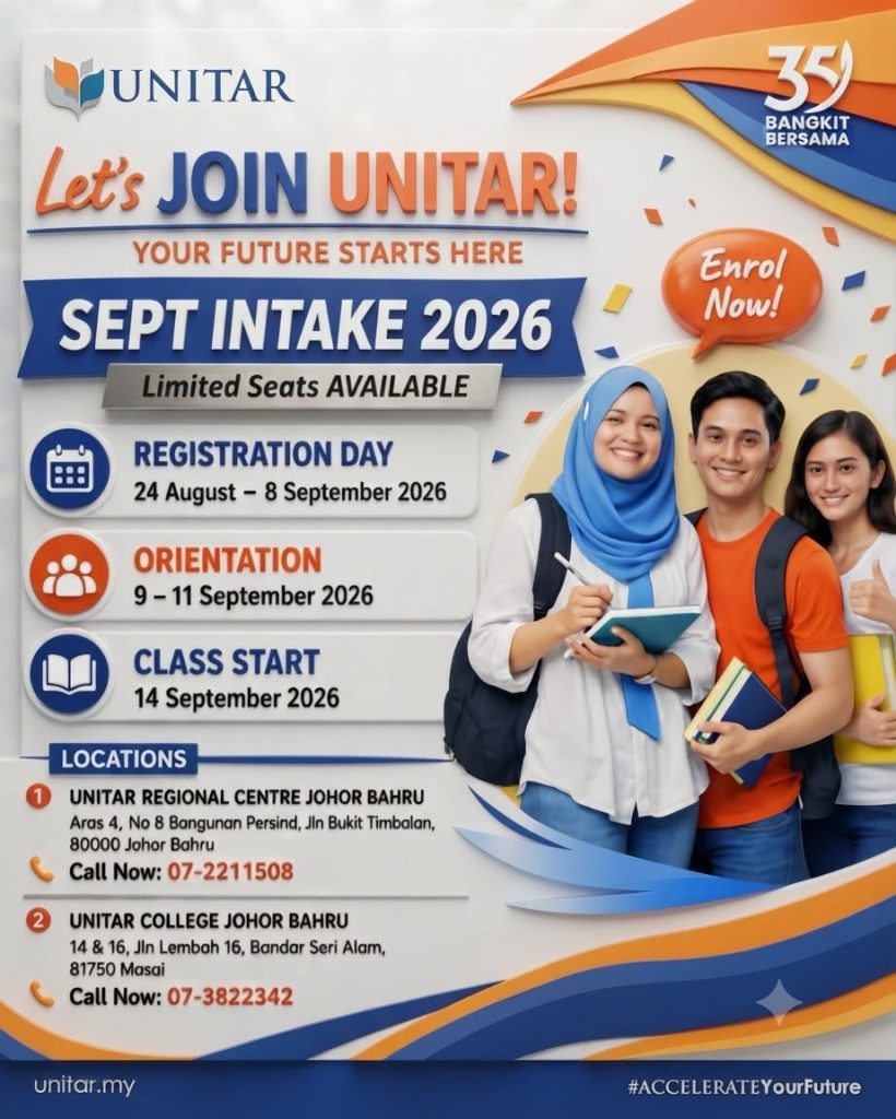 Sept Intake 2026 UNITAR Johor Bahru