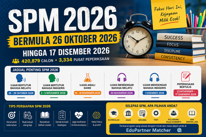 SPM 2026 Bermula 26 Oktober Tarikh Peperiksaan, Jadual & Persediaan Penting Untuk Calon