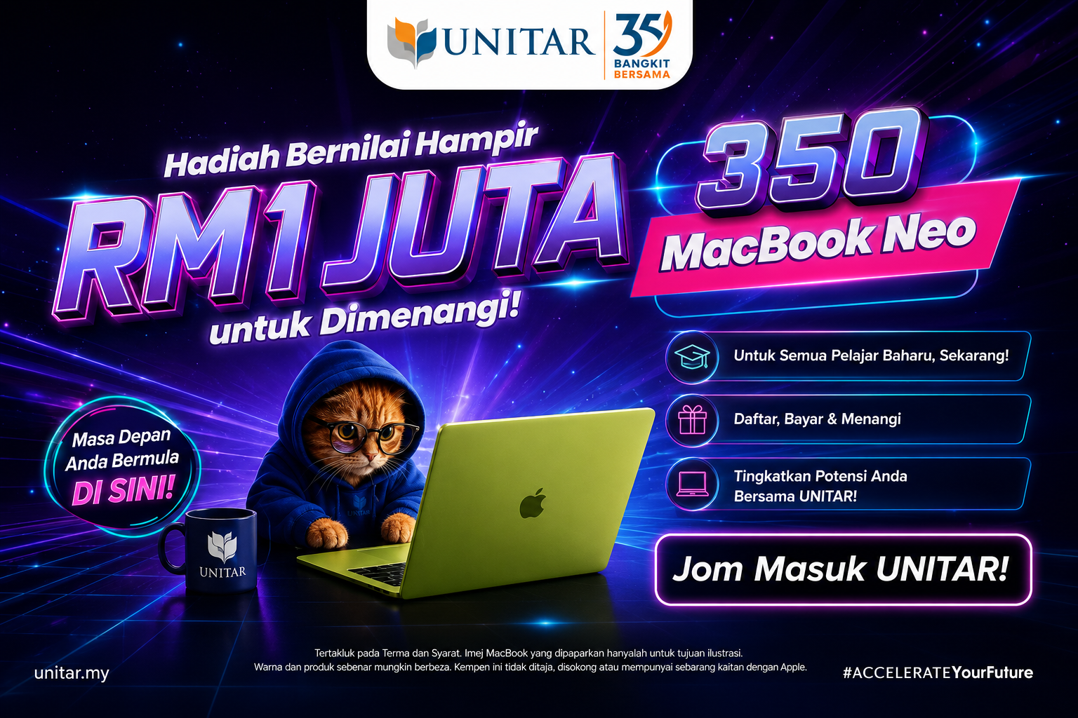 UNITAR Raikan 35 Tahun dengan Giveaway 350 MacBook Neo Hampir RM1 Juta