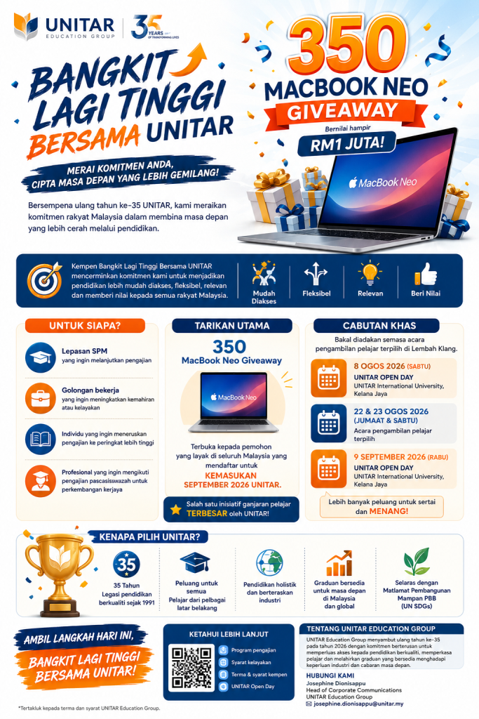 UNITAR Raikan 35 Tahun dengan Giveaway 350 MacBook Neo Hampir RM1 Jutaa