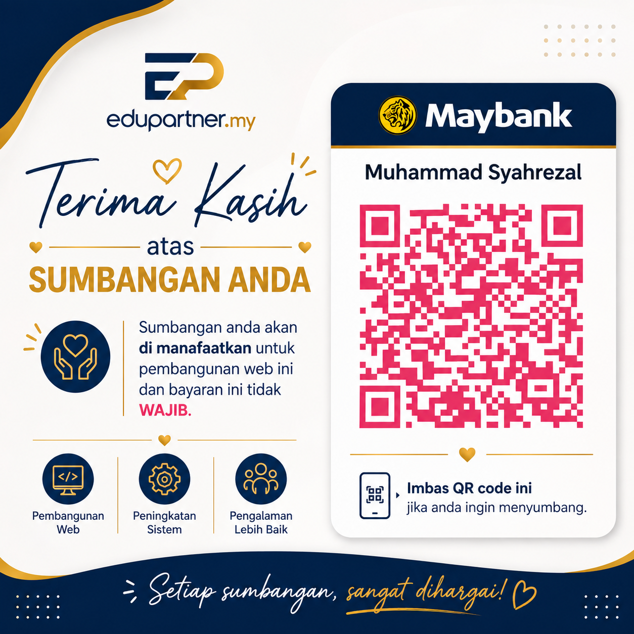 Kod QR Maybank untuk sumbangan EduPartner.my