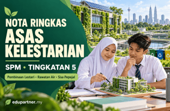Students studying sustainable development concepts outdoors with eco-friendly buildings.